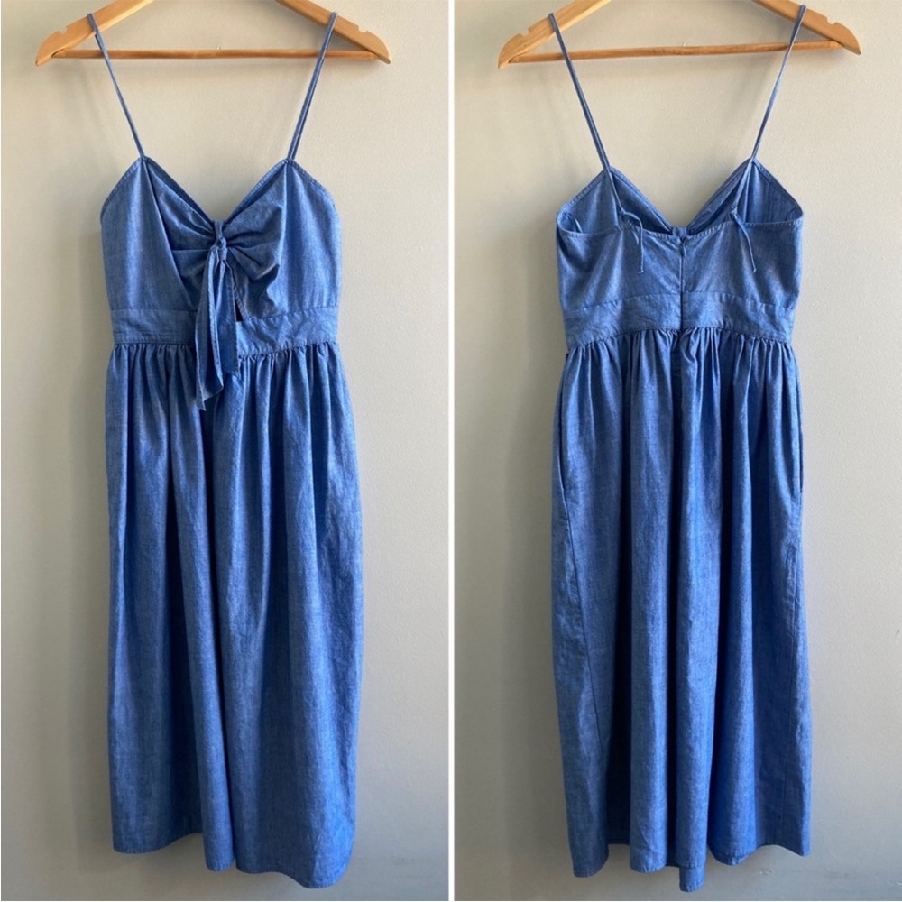 Zara Blue Midi Dress - size SMALL, has pockets !